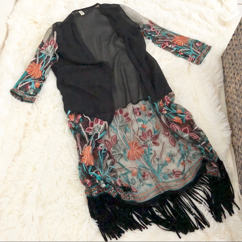 Embroidered Kimono - Shein